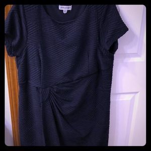 Navy waffles faux wrap midi dress new no tags